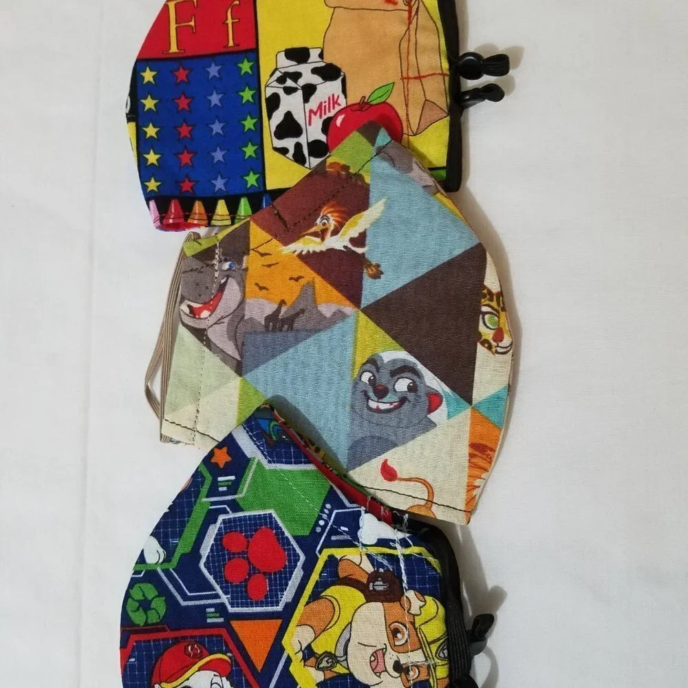 Lot of 3 Kids Face Mask with Nose Wire and Filter Pocket